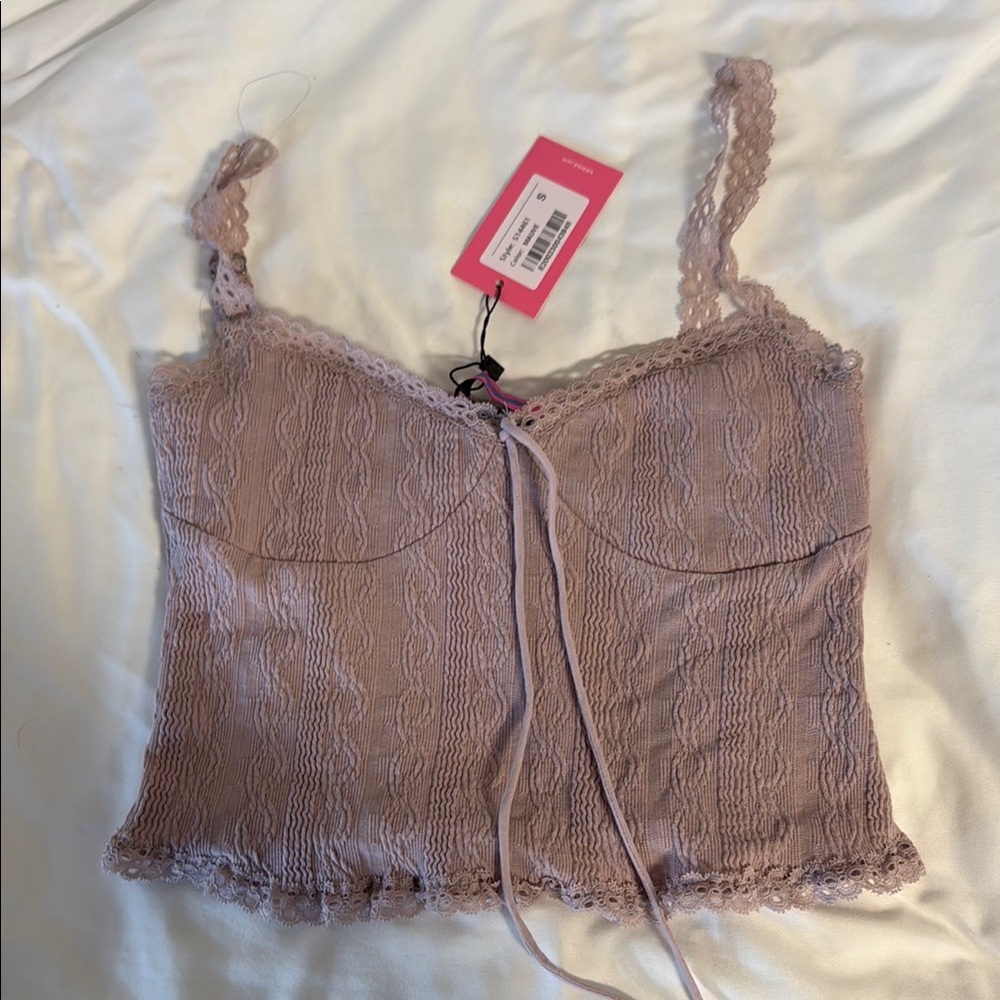 Edikted Women's Lace Trim Top in Mauve